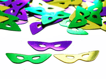 Metallic Mask Confetti in gold, green and purple mardi gras colors
